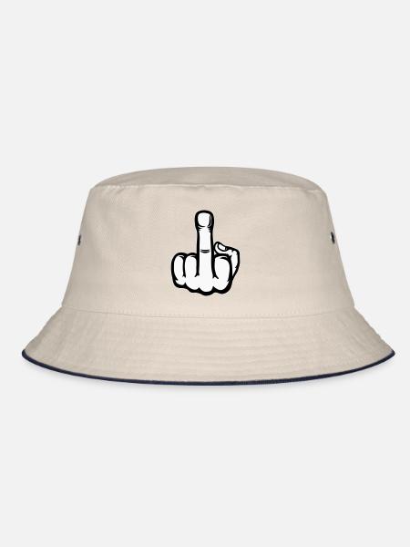 Mittelfinger Hand Symbol - Bucket Hat - Natur/Navy - Vorne