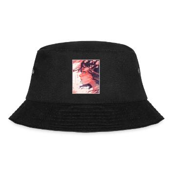 Vintage Japanisch Ästhetik Otaku Anime Girl - Bucket Hat - Schwarz - Vorne - Lela (165cm)