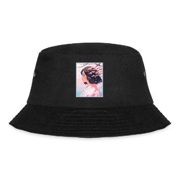 Vintage Japanisch Ästhetik Otaku Anime Girl - Bucket Hat - Schwarz - Vorne - Lela (165cm)