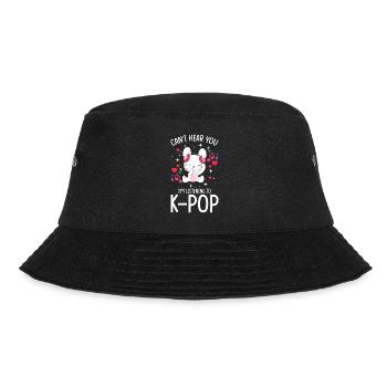 Can´t Hear You I´m Listening To K-Pop - Bucket Hat - black - Front - Lela (165cm)