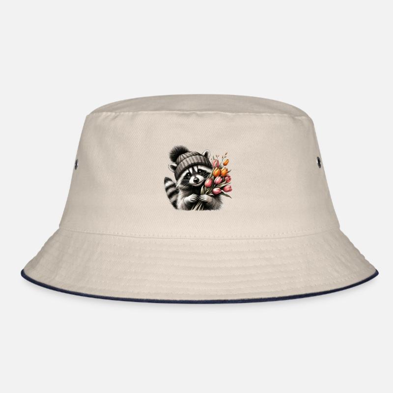 Flower Power Waschbär Bucket Hat