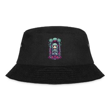 Kawaii Chibi Goth Demon of Love Tokyo Streetwear - Bucket Hat - black - Front - Lela (165cm)