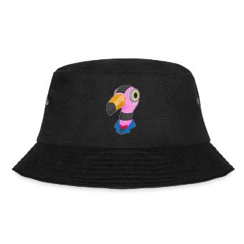 Flamingo Roboter - Bucket Hat - Schwarz - Vorne - Lela (165cm)