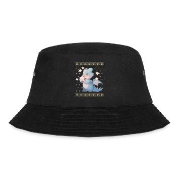 Kawaii Drachen im Ugly Christmas Sweater Style - Bucket Hat - Schwarz - Vorne - Lela (165cm)