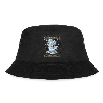 Kawaii Drachen im Ugly Christmas Sweater Style - Bucket Hat - Schwarz - Vorne - Lela (165cm)