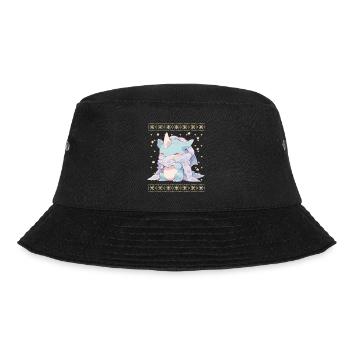 Kawaii Drachen im Ugly Christmas Sweater Style - Bucket Hat - Schwarz - Vorne - Lela (165cm)
