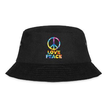 Peace Sign Love 60s 70s Costume Groovy Hippie - Bucket Hat - black - Front - Lela (165cm)