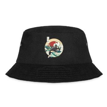 Retro Great Wave Japanese Killer Whale Orca - Bucket Hat - black - Front - Lela (165cm)