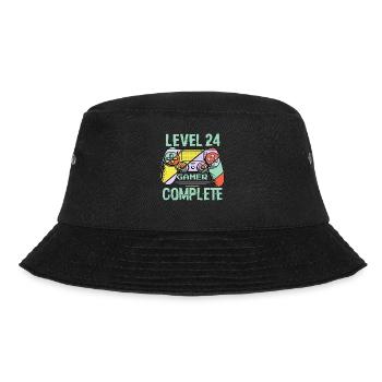 Level 24 Abschließen 24 Jahre Gamer Level 24 Abschließen - Bucket Hat - Schwarz - Vorne - Lela (165cm)
