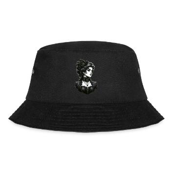 Elegante Gothic-Dame: Viktorianische Anmut - Bucket Hat - Schwarz - Vorne - Lela (165cm)