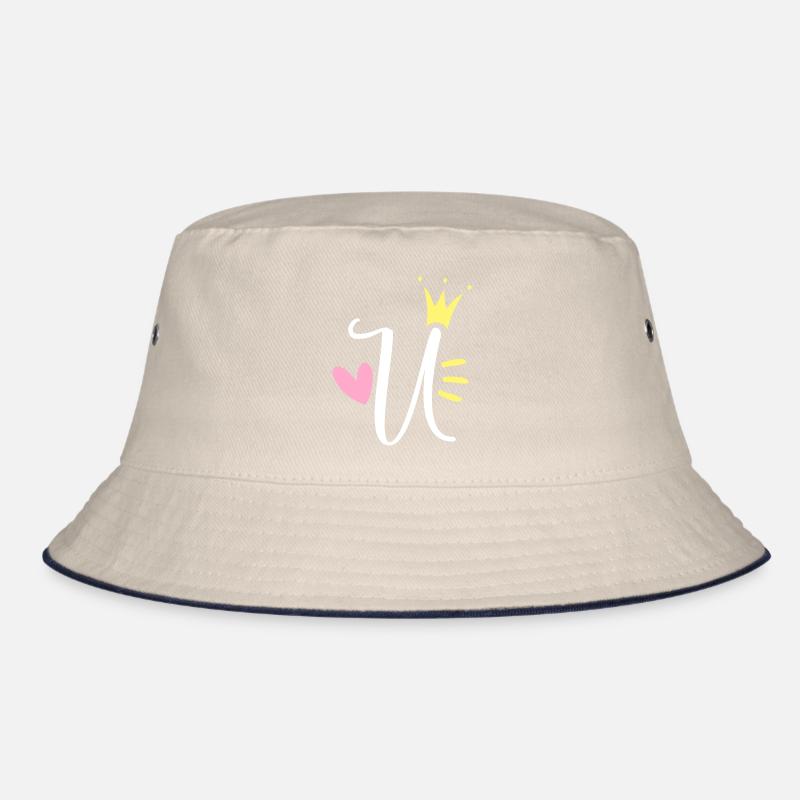 Letter U Initial Letter Crown Bucket Hat