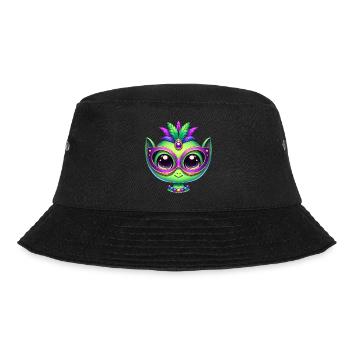 Mardi Gras Alien Kopf Comic Maske - Bucket Hat - Schwarz - Vorne - Lela (165cm)