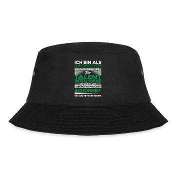 Feuerwehrfrau Bescheiden - Lustiger Spruch - Bucket Hat - Schwarz - Vorne - Lela (165cm)