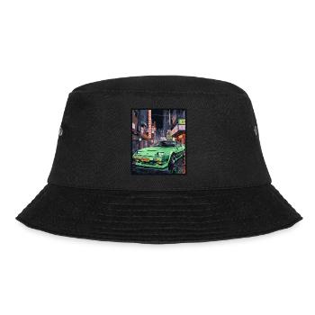 Japanisch Auto: Bosozoku Sportwagen Osaka JDM - Bucket Hat - Schwarz - Vorne - Lela (165cm)