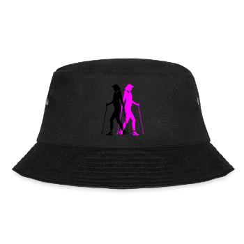 Nordic Walking Woman Silhouette - Bucket Hat - black - Front - Lela (165cm)