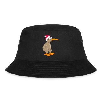Kiwi-Vogel mit Weihnachtsmütze - Bucket Hat - Schwarz - Vorne - Lela (165cm)