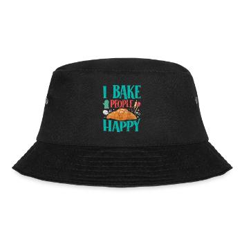 Bäckerei I Bake People Happy Croissant Konditor - Bucket Hat - Schwarz - Vorne - Lela (165cm)
