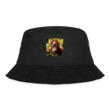 Orang Utans realistic Orang Utan - Bucket Hat - Schwarz - Vorne - Lela (165cm)