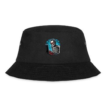 Skeleton, gamer in hell with ghosts/demons - Bucket Hat - black - Front - Lela (165cm)