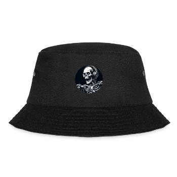 Skelett mit Gamecontroller und Kopfhörern - Bucket Hat - Schwarz - Vorne - Lela (165cm)