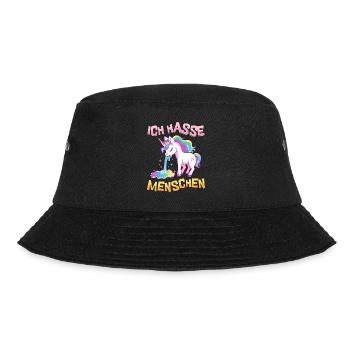 Ich Hasse Menschen Einhorn Kotzt Regenbogen Lustig - Bucket Hat - Schwarz - Vorne - Lela (165cm)