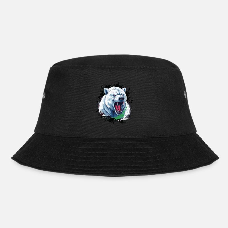 Polar Bär Kopf Porträt Eisbär Motivation Tier - Bucket Hat - Schwarz