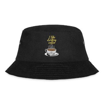 Tasse Kaffee - Bucket Hat - Schwarz - Vorne - Lela (165cm)