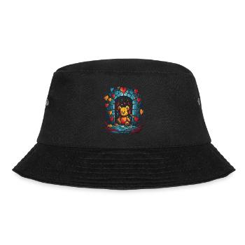 Gefüllter Kuschelbär im Kerker der Liebe - Bucket Hat - Schwarz - Vorne - Lela (165cm)