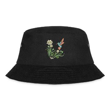 Hummingbird, Flowers, Flower Bird - Bucket Hat - black - Front - Lela (165cm)
