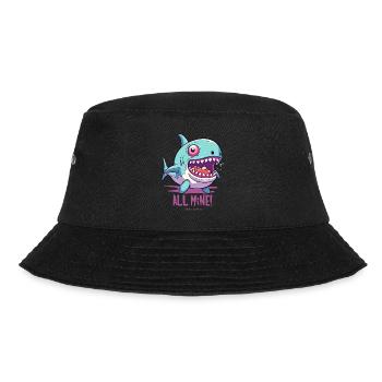 Ich esse alle Süßigkeiten, der "Alles-meins"-Hai - Bucket Hat - Schwarz - Vorne - Lela (165cm)