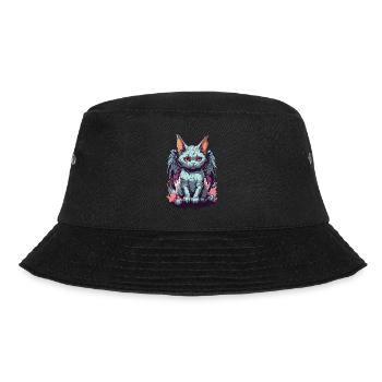 Gothic Dämonen Katze Pastell Vintage Design - Bucket Hat - Schwarz - Vorne - Lela (165cm)