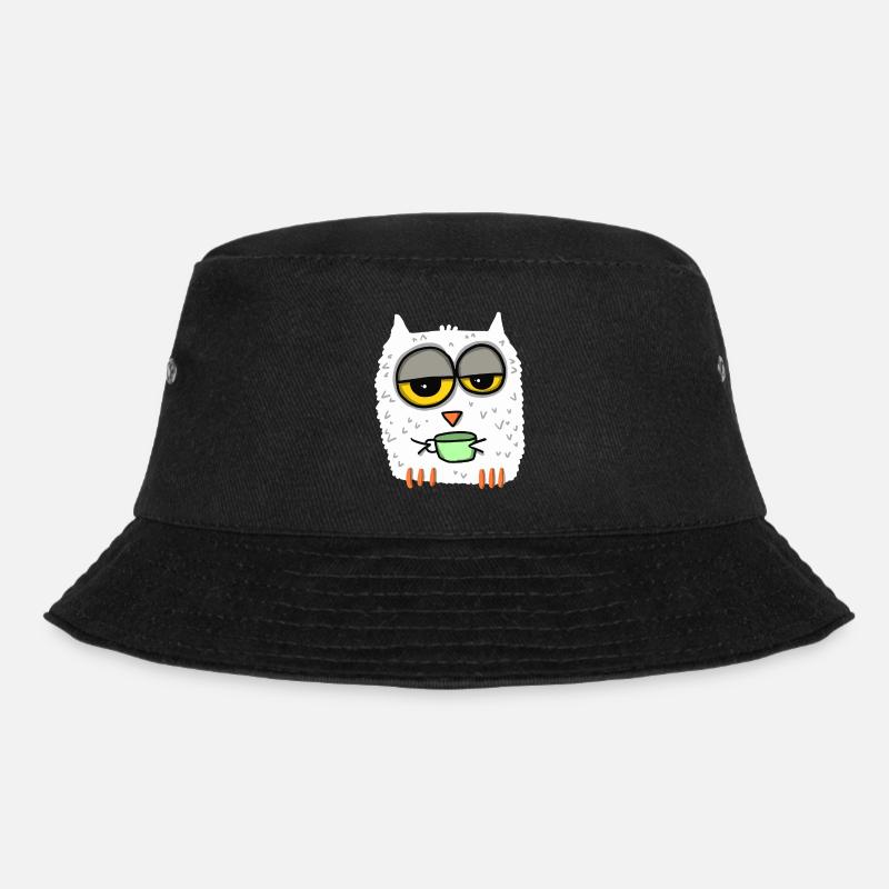 müde Eule - Bucket Hat - Schwarz