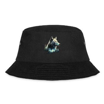 Wolf Berge Natur Geschenk - Bucket Hat - Schwarz - Vorne - Lela (165cm)