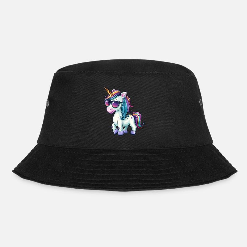 Einhorn Cool Sonnenbrille Einhörner Cartoon Comic - Bucket Hat - Schwarz