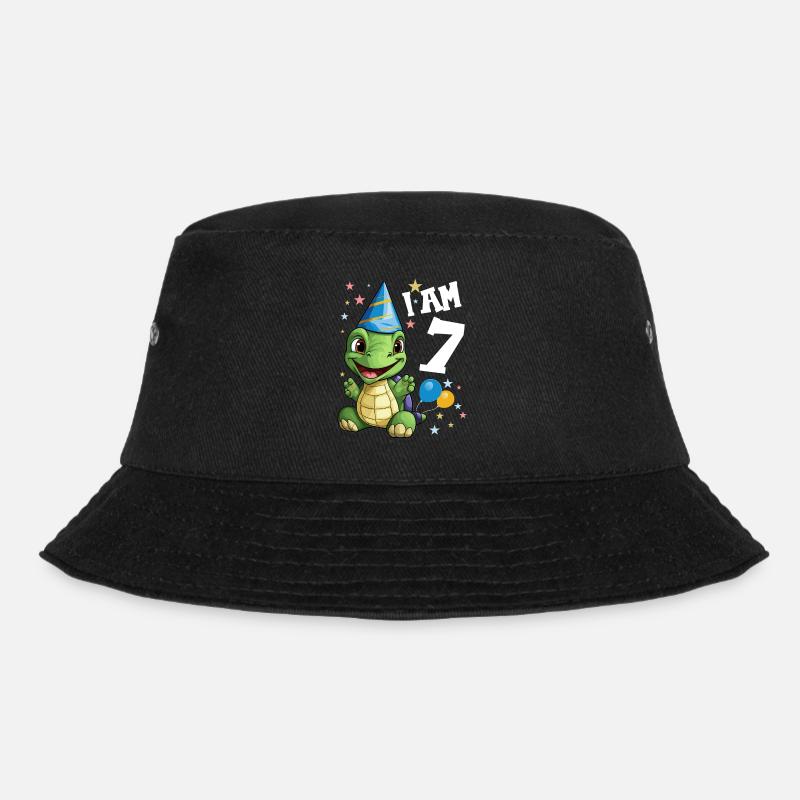 Ich bin 7 Schildkröten Schildkröte 7. Geburtstag - Bucket Hat - Schwarz