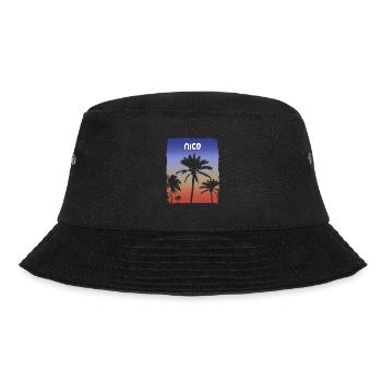 Nice France Sunset Vacation Souvenir Palm Tree - Bucket Hat - black - Front - Lela (165cm)