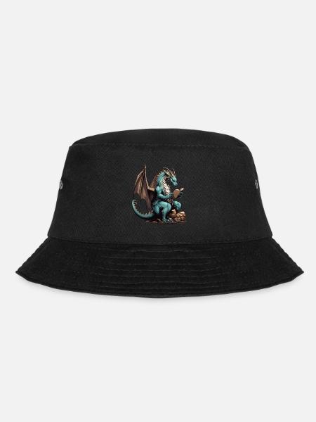 Dragons Und Bücher Nerd Dragon Liebhaber - Bucket Hat - Schwarz