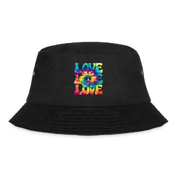 Groovy Tie Dye Retro 70er Jahre Hippie Vintage - Bucket Hat - Schwarz - Vorne - Lela (165cm)