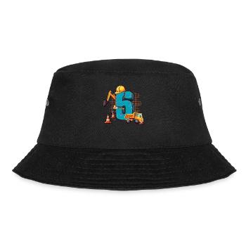Construction Machinery 5th Birthday - Bucket Hat - black - Front - Lela (165cm)