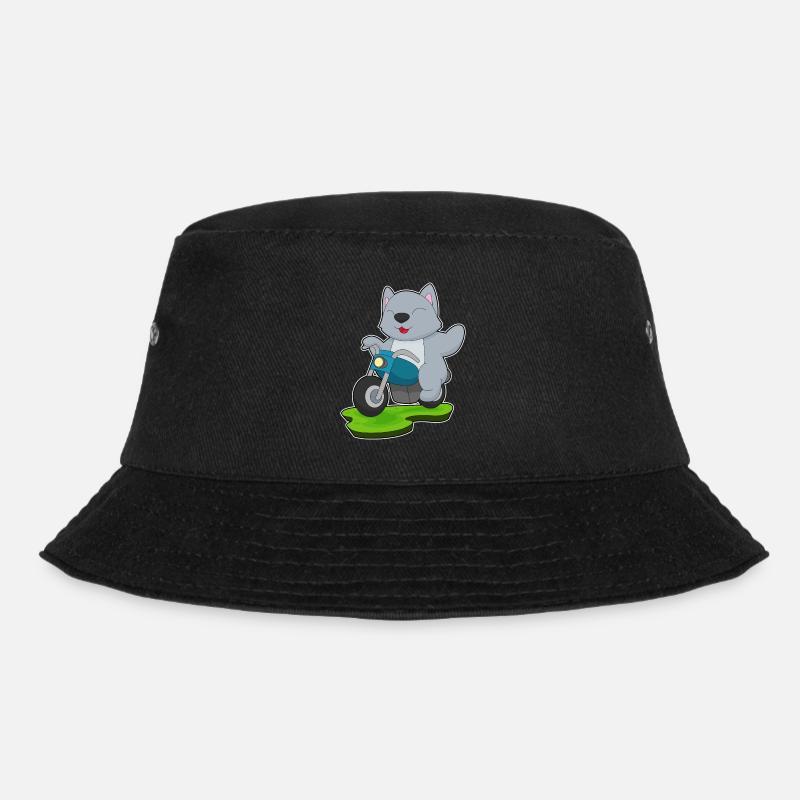Katze Motorrad - Bucket Hat - Schwarz