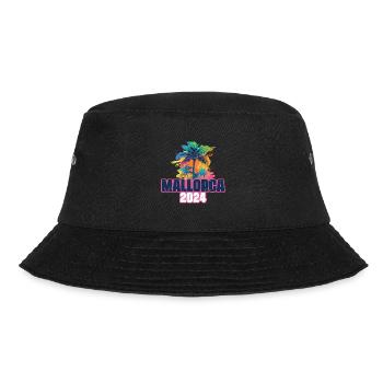 Mallorca 2024 Urlaub Palmen Klecks - Bucket Hat - Schwarz - Vorne - Lela (165cm)