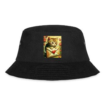 VALENTINSTAG KATZE BRIEF LIFE IS LOVE - Bucket Hat - Schwarz - Vorne - Lela (165cm)