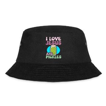Pickles & Jesus Pickle Gemüseanbau - Bucket Hat - Schwarz - Vorne - Lela (165cm)
