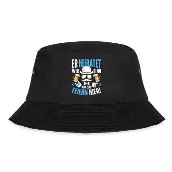 JGA T-Shirt Männer Junggesellenabschied Poltern - Bucket Hat - Schwarz - Vorne - Lela (165cm)