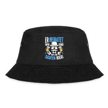 Junggesellenabschied T-Shirt Männer JGA Poltern - Bucket Hat - Schwarz - Vorne - Lela (165cm)