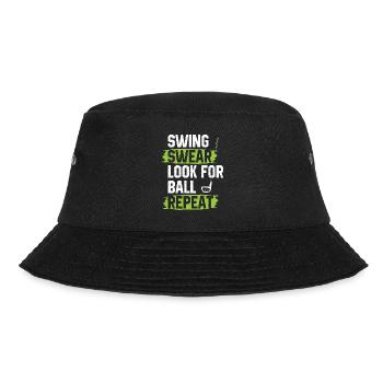 Swing Swear Look For Repeat Funny Golf Golfer - Bucket Hat - black - Front - Lela (165cm)