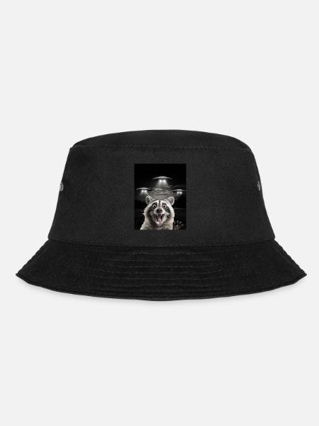 Lustiges Waschbären Selfie Vor UFOs Waschbär UFO - Bucket Hat - Schwarz