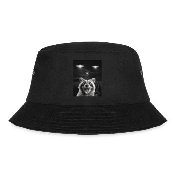 Funny raccoon selfie in front of UFOs Raccoon UFO - Bucket Hat - black - Front - Lela (165cm)