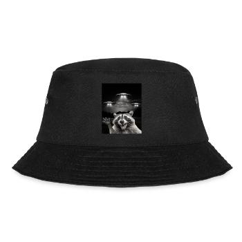 Lustiges Waschbären Selfie Vor UFOs Waschbär UFO - Bucket Hat - Schwarz - Vorne - Lela (165cm)
