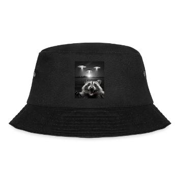 Funny raccoon selfie in front of UFOs Raccoon UFO - Bucket Hat - black - Front - Lela (165cm)